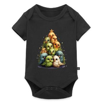 Perruche perruche Arbre de Noël - Body à manches courtes Premium Bébé - noir - Devant
