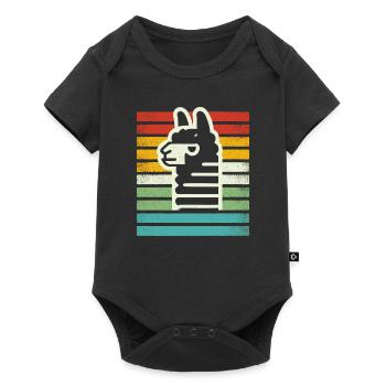 Retro Llama Alpaca in Rainbow Colors Comic Art - Baby Premium short-sleeve bodysuit - black - Front