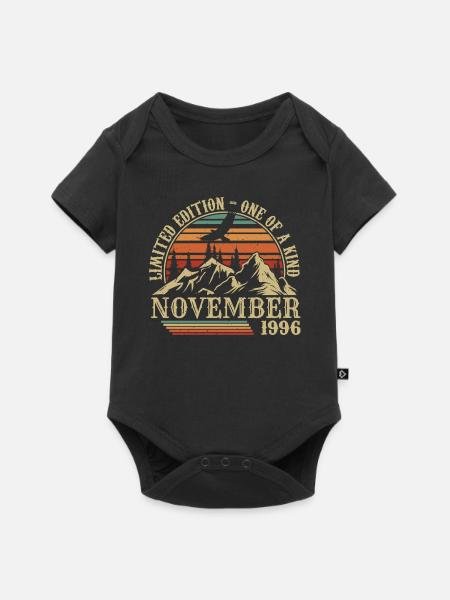 geboren im November 1996 - Geburtstag im November 1996 - Baby Premium Kurzarmbody - Schwarz