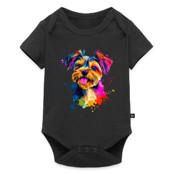 Colorful Artistic Yorkshire Terrier Dog Yorkie - Baby Premium short-sleeve bodysuit - black - Front
