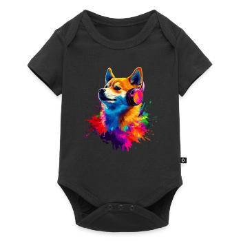 Coloré Artistique Shiba Inu Casque Chiens - Body à manches courtes Premium Bébé - noir - Devant