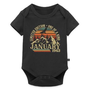 Janvier 1963 - Cadeau Anniversaire Janvier 1963 - Body à manches courtes Premium Bébé - noir - Devant