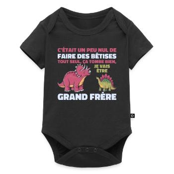 Futur Grand Frère Dinosaure Grand Frère Cadeau - Body à manches courtes Premium Bébé - noir - Devant