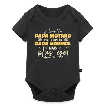 Biker dad like a normal but cooler dad - Baby Premium short-sleeve bodysuit - black - Front