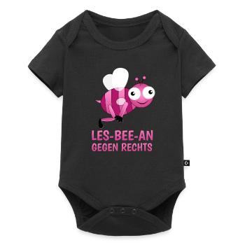 Les-Bee-An gegen rechts Gay Lesben Biene - Baby Premium Kurzarmbody - Schwarz - Vorne