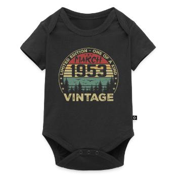 März 1953 - Bestes Geburtstagsgeschenk März 1953 - Baby Premium Kurzarmbody - Schwarz - Vorne
