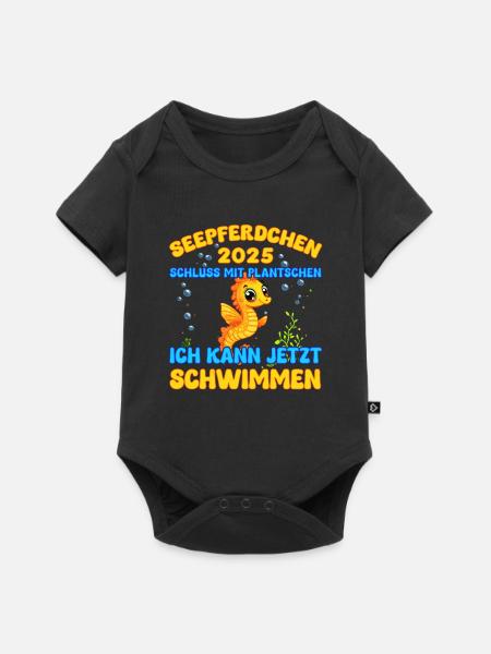Seepferdchen bestanden 2025 Kinder Geschenkidee - Baby Premium Kurzarmbody - Schwarz