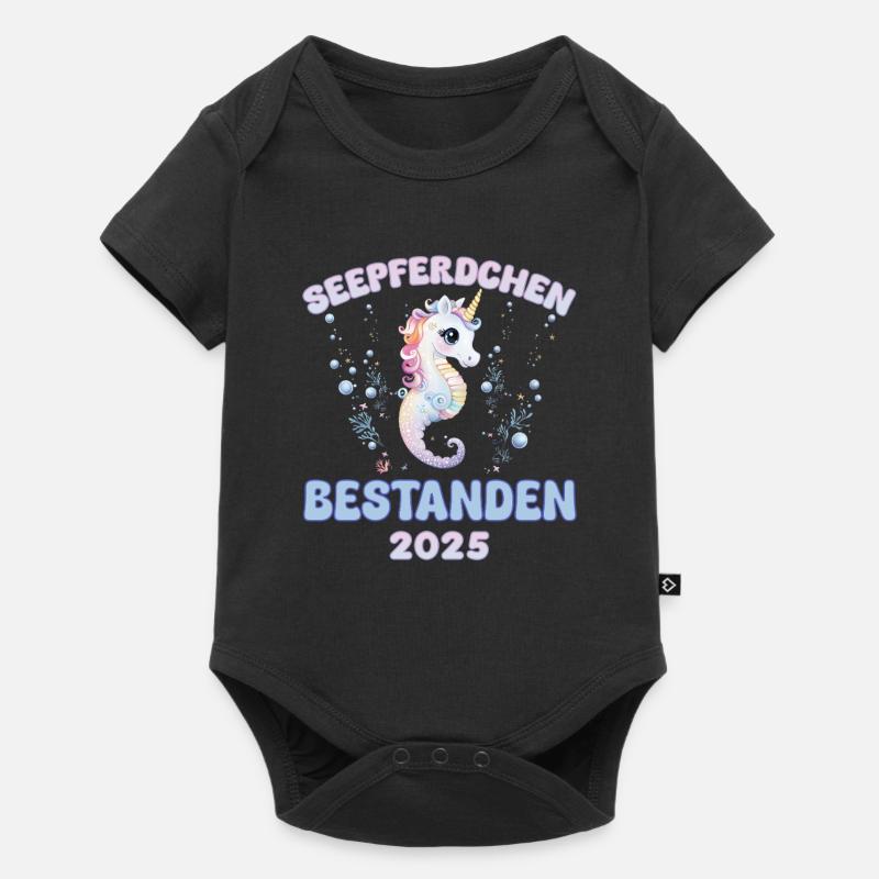 Mädchen Seepferdchen bestanden 2025 Kinder - Baby Premium Kurzarmbody - Schwarz