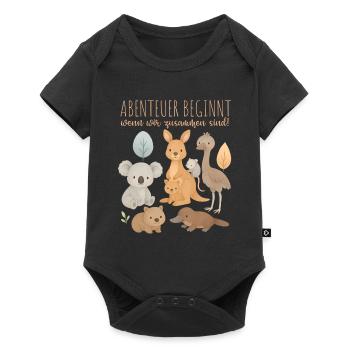 Australien Tiere Kinder Design mit Abenteuer - Baby Premium Kurzarmbody - Schwarz - Vorne