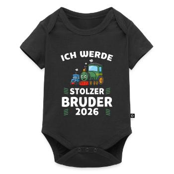 Ich werde stolzer Bruder 2026 Eisenbahn - Baby Premium Kurzarmbody - Schwarz - Vorne