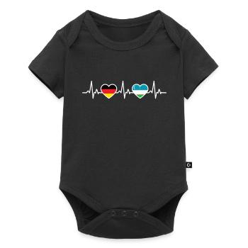 Ouzbékistan Allemagne Battement de cœur Drapeau Ouzbek - Body à manches courtes Premium Bébé - noir - Devant