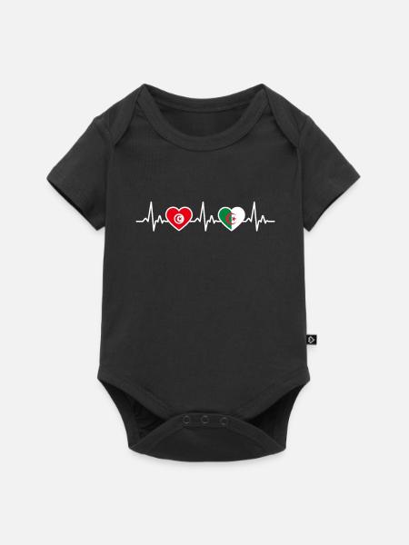 Tunisie Heartbeat Algérie - Body à manches courtes Premium Bébé - noir