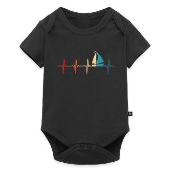 Retro Sailor Sailboat Heartbeat Sailing - Baby Premium short-sleeve bodysuit - black - Front