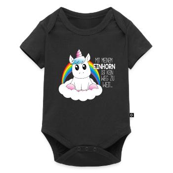 Mit meinem Einhorn - Baby Premium Kurzarmbody - Schwarz - Vorne