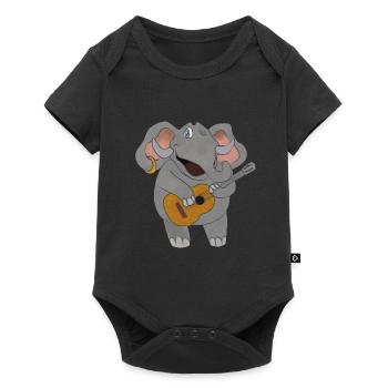 Guitare guitare acoustique Éléphant Cadeau enfants - Body à manches courtes Premium Bébé - noir - Devant