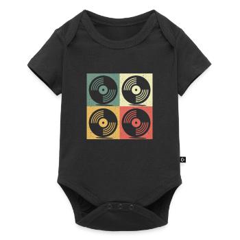Disque vinyle vinyles cadeau rétro - Body à manches courtes Premium Bébé - noir - Devant