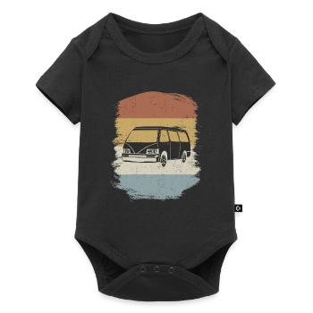 Retro Campervan Vintage Caravan Camping Van - Body à manches courtes Premium Bébé - noir - Devant