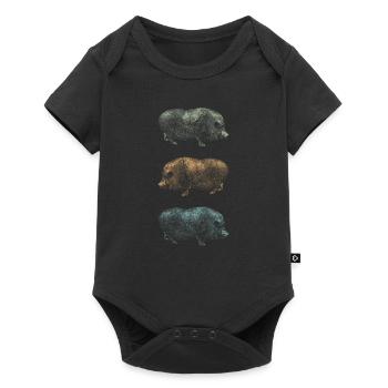 Retro Pig Wild Boar Keiler Gift - Baby Premium short-sleeve bodysuit - black - Front