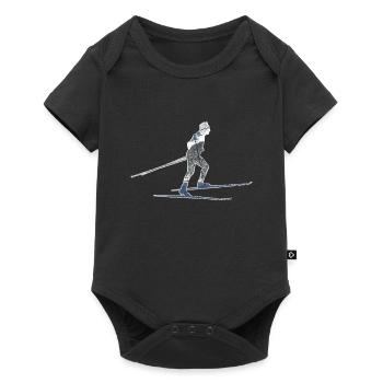 Cross-country skiers skating - Baby Premium short-sleeve bodysuit - black - Front