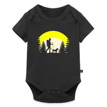 Hund Wandern - Baby Premium short-sleeve bodysuit - black - Front