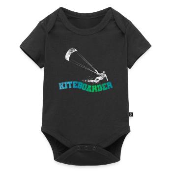Kiteboard Board Kitesurfen - Baby Premium Kurzarmbody - Schwarz - Vorne
