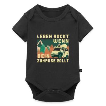 Camper Bus Van Geschenk I Caravan Camping - Baby Premium Kurzarmbody - Schwarz - Vorne
