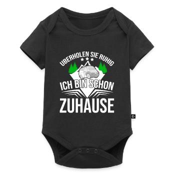 Camper Bus Van Geschenk I Caravan Camping - Baby Premium Kurzarmbody - Schwarz - Vorne