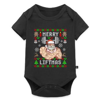 Lustiges Merry Liftmas Ugly Christmas Workout - Baby Premium Kurzarmbody - Schwarz - Vorne