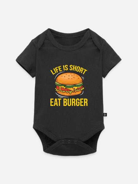 Burger Hamburger Cheeseburger - Baby Premium Kurzarmbody - Schwarz