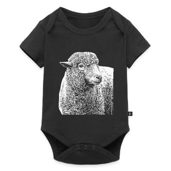 Merinoschaf Schafbock Groß Weis - Baby Premium Kurzarmbody - Schwarz - Vorne