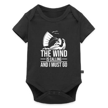 Kitesurfen Kiteboarding Kite Kiten - Baby Premium Kurzarmbody - Schwarz - Vorne