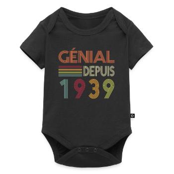 Génial Depuis 1939 Cadeau Retro Anniversaire - Body à manches courtes Premium Bébé - noir - Devant