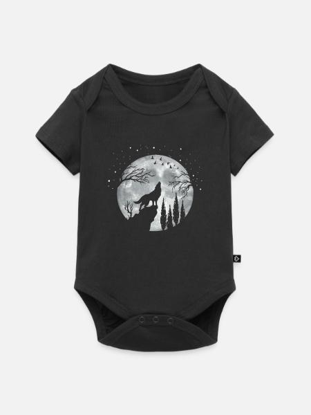 Loup - Body à manches courtes Premium Bébé - noir