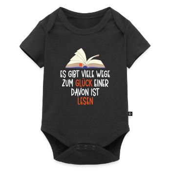 Bücherwurm Leseratte Buch Lesen - Baby Premium Kurzarmbody - Schwarz - Vorne