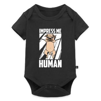 Mops Hund - Baby Premium Kurzarmbody - Schwarz - Vorne
