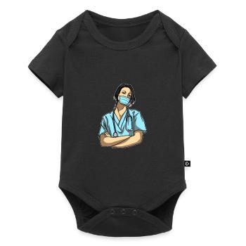 Krankenschwester - Baby Premium Kurzarmbody - Schwarz - Vorne