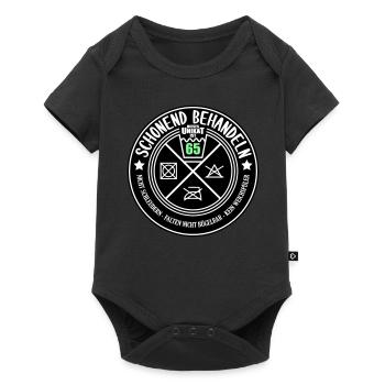 Schonend behandeln Unikat ist 65 | Farben änderbar - Baby Premium Kurzarmbody - Schwarz - Vorne