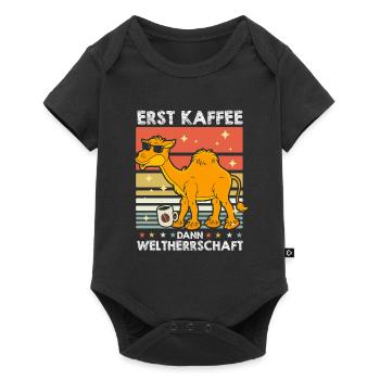 Kamel Kaffee-Sonnenbrille - Baby Premium Kurzarmbody - Schwarz - Vorne
