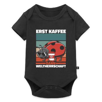 Marienkäfer Kaffee Sonnenbrille - Baby Premium Kurzarmbody - Schwarz - Vorne
