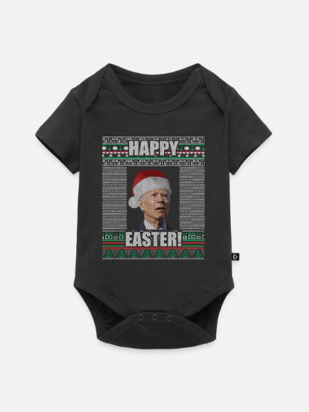Lustiger Biden Hässlicher Weihnachtspullover Frohe Ostern - Baby Premium Kurzarmbody - Schwarz