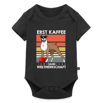 Boxer Hund Deutscher Boxer Sonnenbrille Kaffee - Baby Premium Kurzarmbody - Schwarz - Vorne