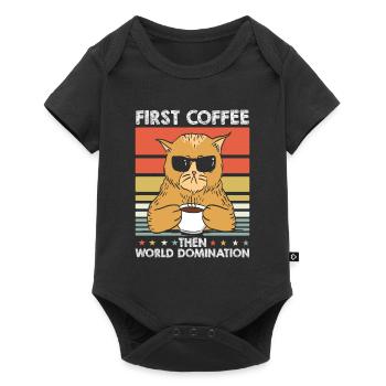 Cat Coffee Sunglasses - Baby Premium short-sleeve bodysuit - black - Front