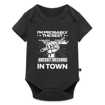 Flugzeug Mechaniker Schlüssel - Baby Premium Kurzarmbody - Schwarz - Vorne