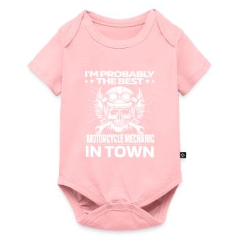 Motorcycle Mechanic Skull - Baby Premium short-sleeve bodysuit - rose - Front