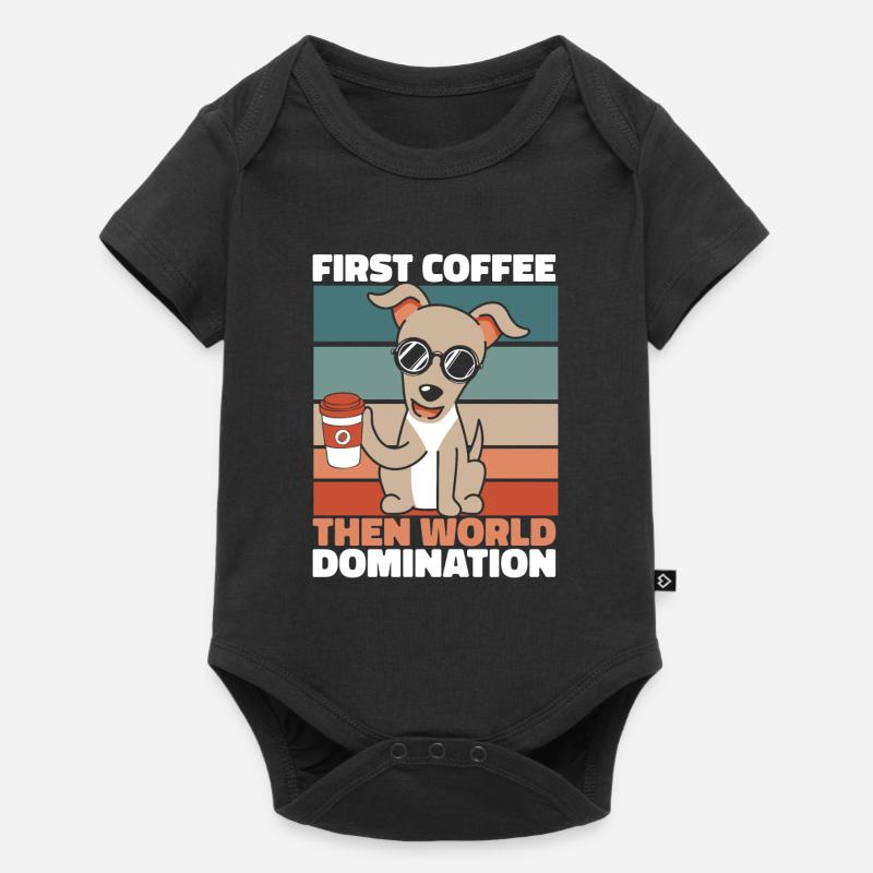 Greyhound Windhund Kaffee - Baby Premium Kurzarmbody - Schwarz