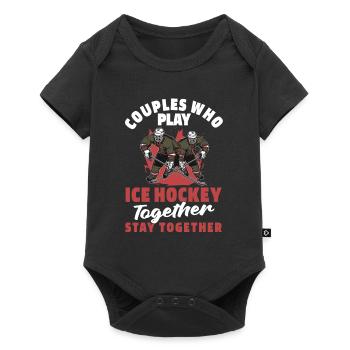 Paire de hockey sur glace - Body à manches courtes Premium Bébé - noir - Devant