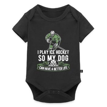 Chien de hockey sur glace - Body à manches courtes Premium Bébé - noir - Devant