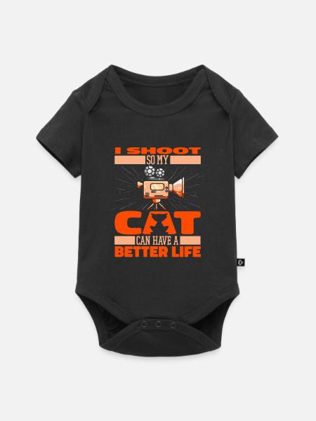 Kameramann Katze - Baby Premium Kurzarmbody - Schwarz