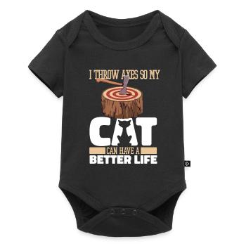 Axtwerfen Axtwerfer Katze - Baby Premium Kurzarmbody - Schwarz - Vorne