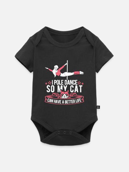 Pole Dancing Katze - Baby Premium Kurzarmbody - Schwarz